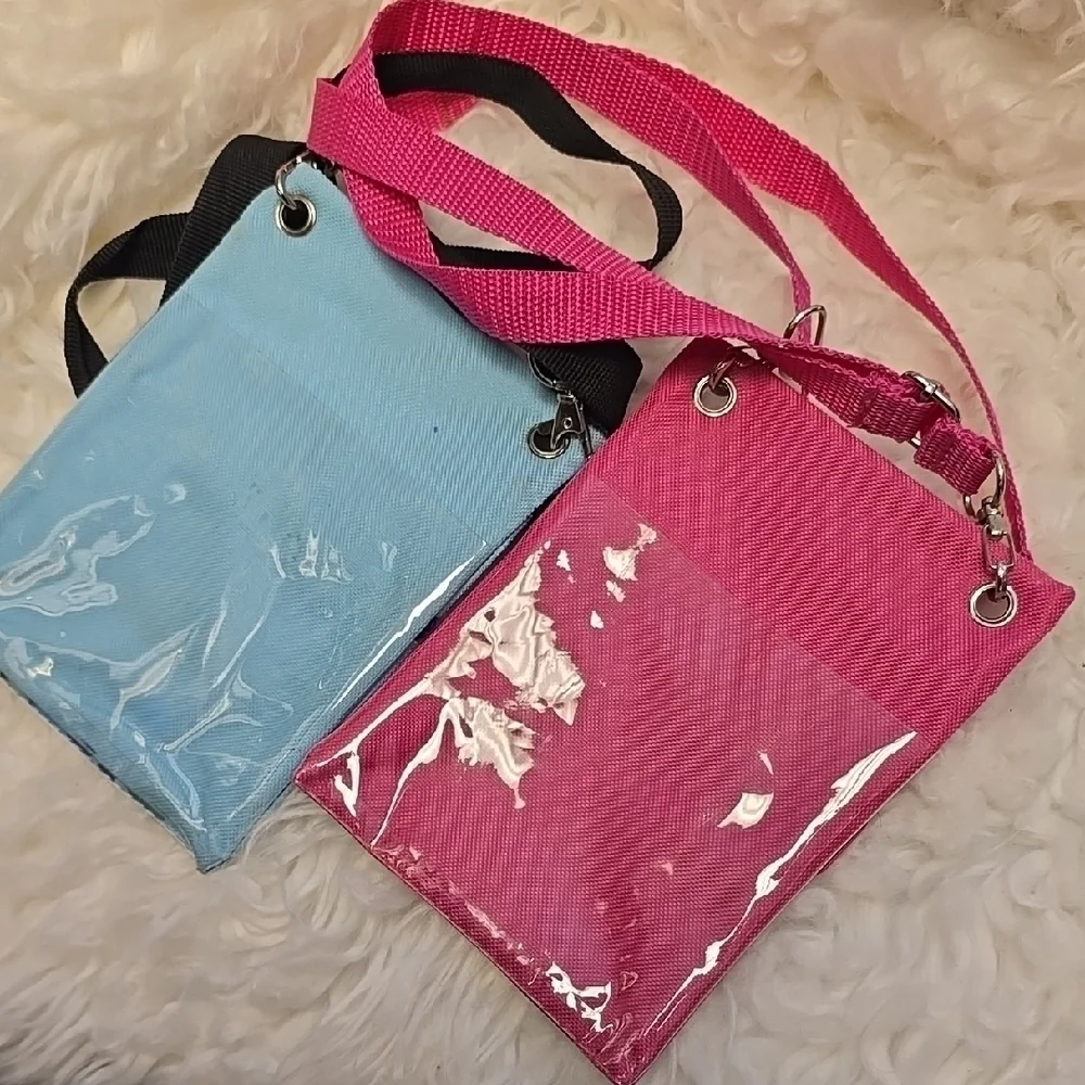 Blue and Pink Crossbody Bags with Character Designs